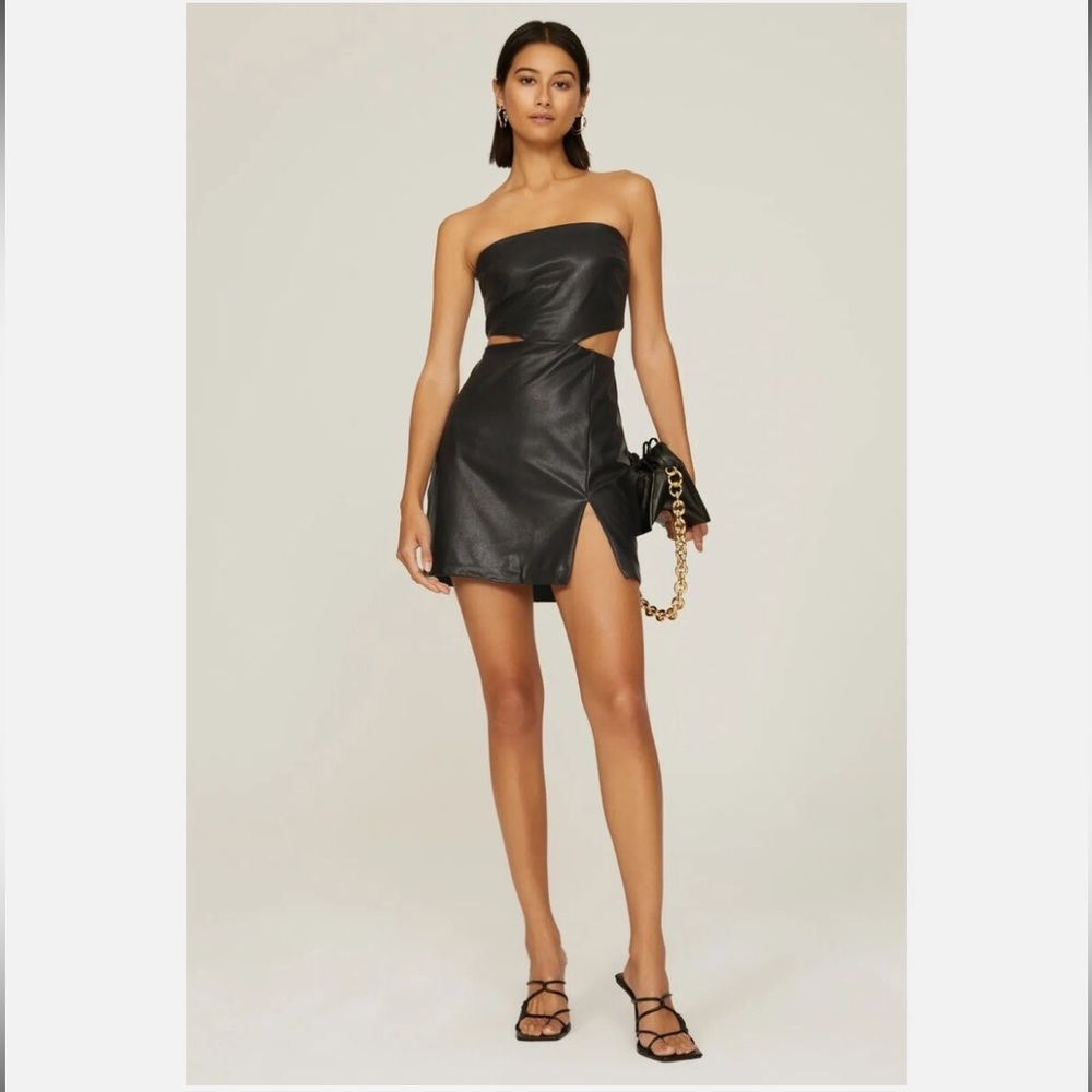 Amanda Uprichard Kloss Faux Leather Mini Dress, size M